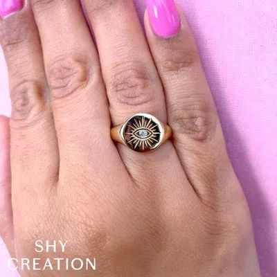 0.03CT DIAMOND EYE SIGNET RING | SHY CREATIONS Rings