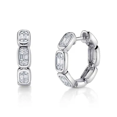 0.39CT DIAMOND BAGUETTE OCTAGON HOOP EARRING SHY CREATIONS Earrings