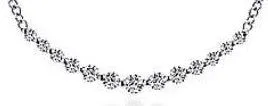 14K White Gold Curved Diamond Bar Necklace GABRIEL CO. Necklaces