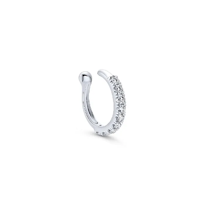 14K White Gold Diamond Hoop Earrings GABRIEL CO. Earrings