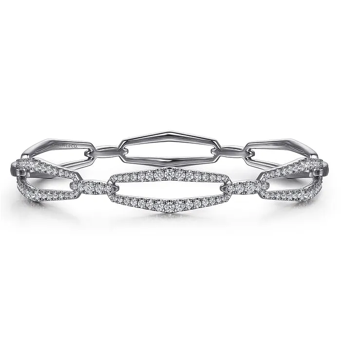 14K White Gold Diamond Link Bangle Bracelet GABRIEL CO. Bracelets