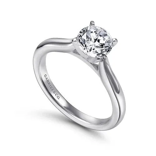 14K White Gold Round Diamond Engagement Ring | GABRIEL & CO. Rings