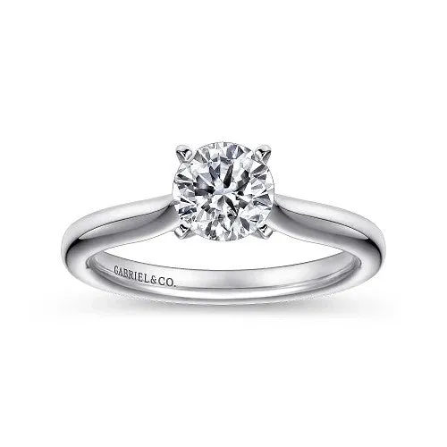 14K White Gold Round Diamond Engagement Ring | GABRIEL & CO. Rings