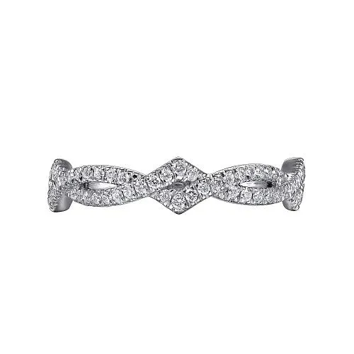 14K White Gold Twisted Diamond Stackable Ring | GABRIEL & CO. Rings