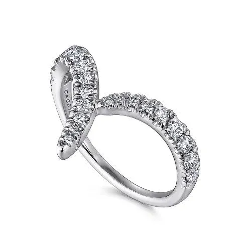 14K White Gold V Shaped Bypass Diamond Ring | GABRIEL & CO. Rings