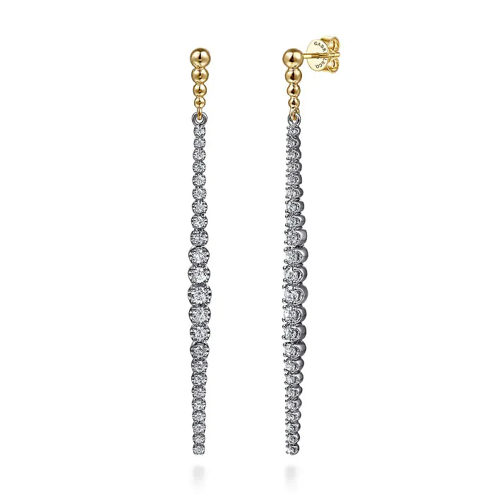 14K White Yellow Gold Bujukan Diamond Stud Drop Earrings GABRIEL CO. Earrings