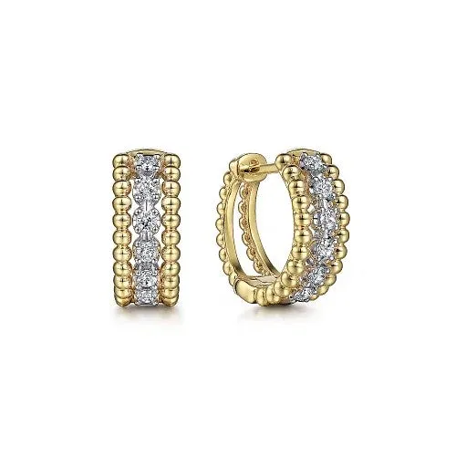 14K White-Yellow Gold Bujukan Huggie Pave Diamond Earrings GABRIEL CO. Earrings