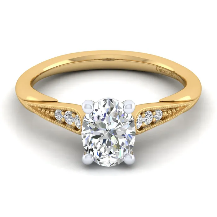 14K White-Yellow Gold Oval Diamond Engagement Ring (Setting Only) GABRIEL CO. Rings