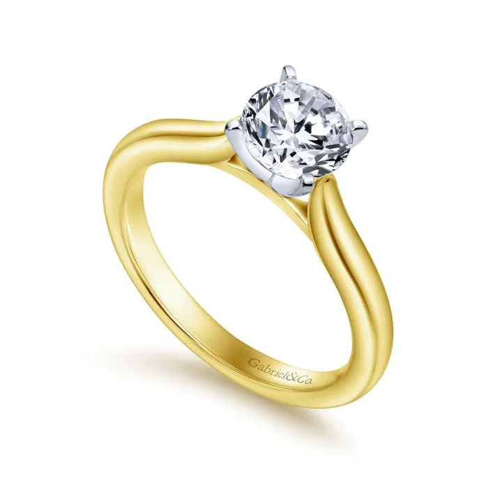 14K WhiteYellow Gold Round Diamond Engagement Ring | GABRIEL & CO. Rings