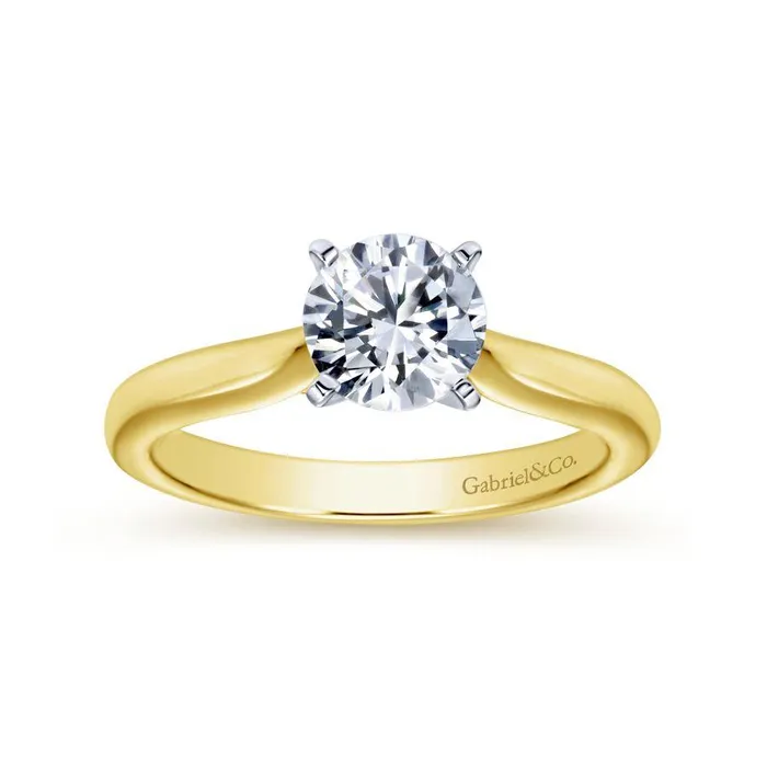 14K WhiteYellow Gold Round Diamond Engagement Ring | GABRIEL & CO. Rings