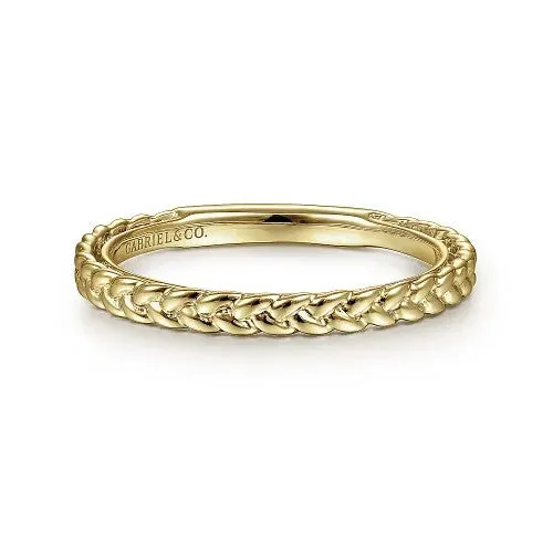 14K Yellow Gold Braided Stackable Ring GABRIEL CO. Rings