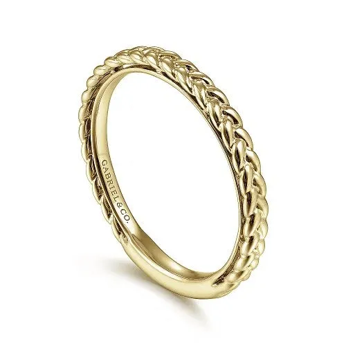 14K Yellow Gold Braided Stackable Ring | GABRIEL & CO. Rings