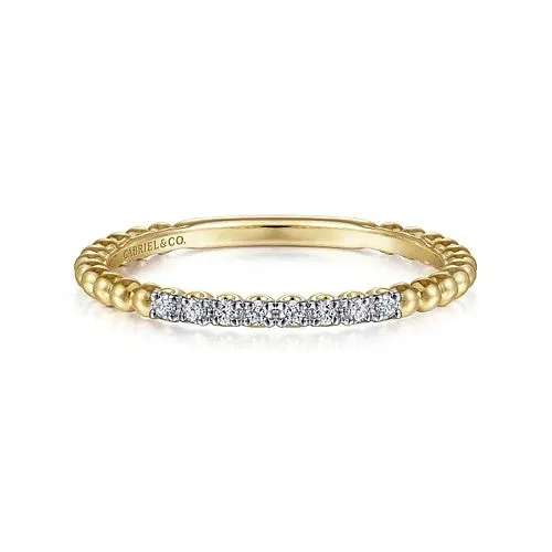 14K Yellow Gold Bujukan Bead and Diamond Stackable Ring GABRIEL CO. Rings