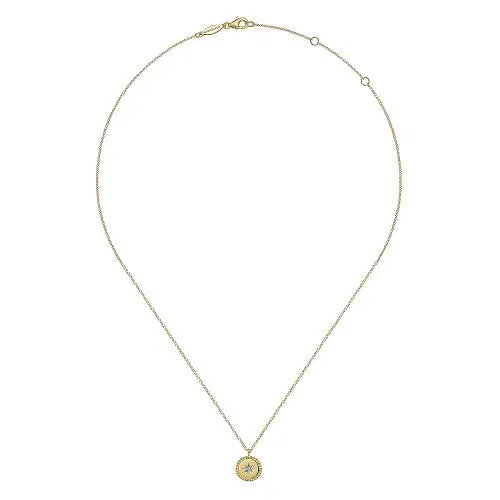 14K Yellow Gold Bujukan Medallion Necklace with Starburst Diamond Center | GABRIEL & CO. Necklaces