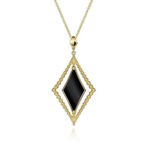 14K Yellow Gold Bujukan Onyx Rhombus Pendant Necklace GABRIEL CO. Necklaces