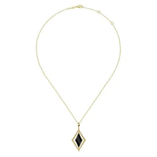 14K Yellow Gold Bujukan Onyx Rhombus Pendant Necklace | GABRIEL & CO. Necklaces