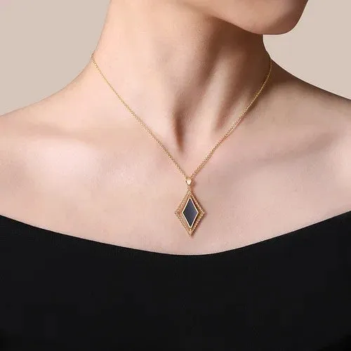 14K Yellow Gold Bujukan Onyx Rhombus Pendant Necklace | GABRIEL & CO. Necklaces