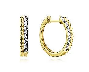 14K Yellow Gold Bujukan Pave 10mm Diamond Huggie Earrings GABRIEL CO. Earrings