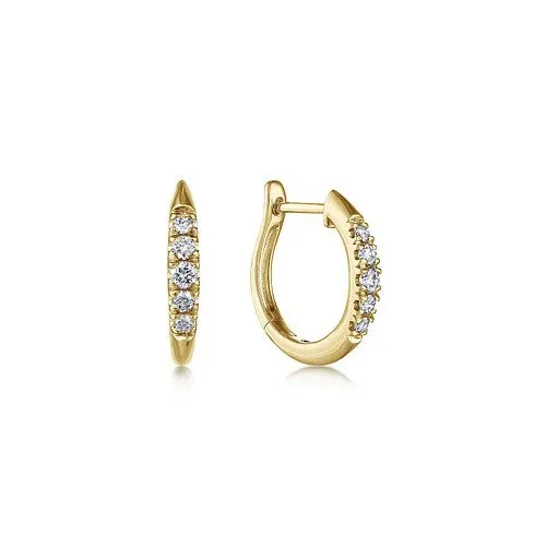 14K Yellow Gold Classic Round 15mm Diamond Huggie Earrings GABRIEL CO. Earrings