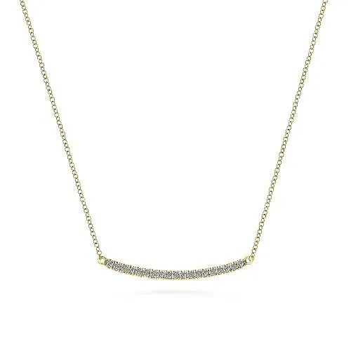 14K Yellow Gold Curving Diamond Bar Necklace GABRIEL CO. Necklaces