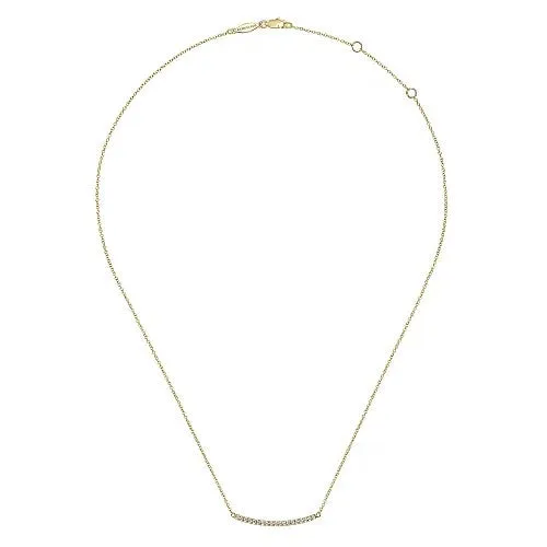 14K Yellow Gold Curving Diamond Bar Necklace | GABRIEL & CO. Necklaces