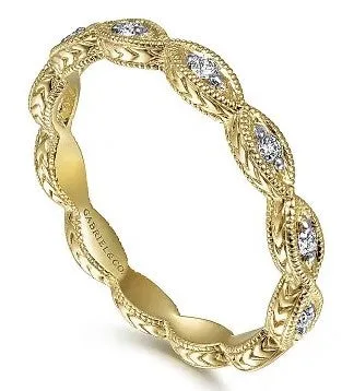 14K Yellow Gold Diamond Bujukan Marquise Station Ring | GABRIEL & CO. Rings