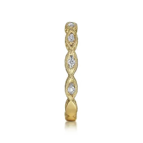 14K Yellow Gold Diamond Bujukan Marquise Station Ring | GABRIEL & CO. Rings