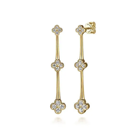 14K Yellow Gold Graduating Diamond Cluster Stud Drop Earrings GABRIEL CO. Earrings