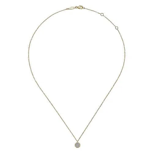 14K Yellow Gold Octagonal Pave Diamond Pendant Necklace | GABRIEL & CO. Necklaces