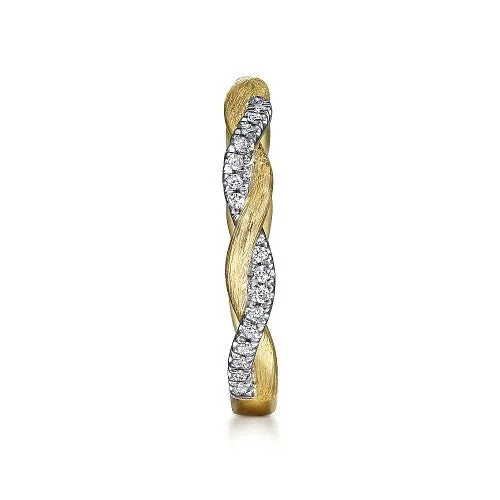 14K Yellow Gold Twisted Diamond Stackable Ring | GABRIEL & CO. Rings