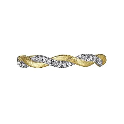 14K Yellow Gold Twisted Diamond Stackable Ring | GABRIEL & CO. Rings