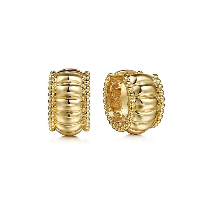 14K Yellow Plain Gold Bujukan Huggie Earrings GABRIEL CO. Earrings