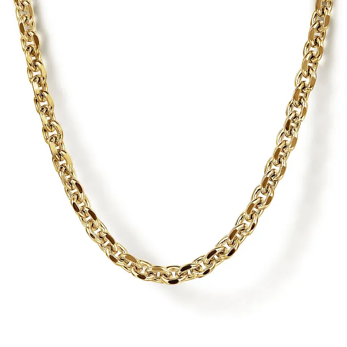 20 Inch 14K Yellow Gold Hollow Mens Link Chain Necklace GABRIEL CO. Necklaces