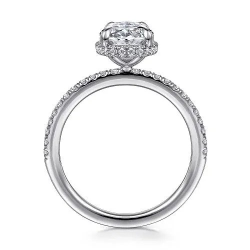 Allesia - 14K White Gold Oval Cut Hidden Halo Diamond Engagement Ring (Setting Only) | GABRIEL & CO. Rings