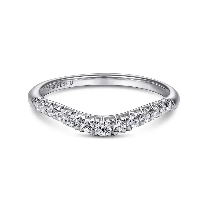 Annecy - Curved 14K White Gold French Pave Diamond Wedding Band - 0.25 ct GABRIEL CO. Rings