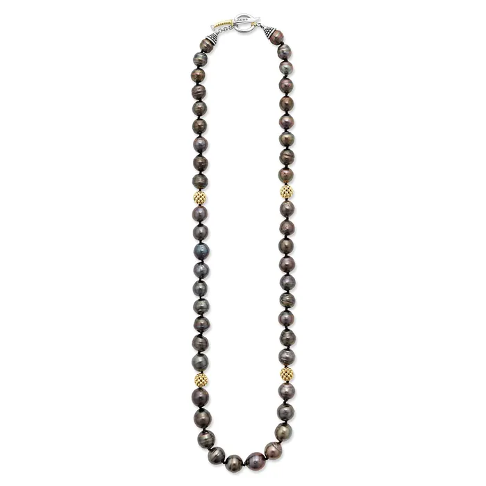 Anthem Tahitian Black Pearl Gold Station Bead Necklace | LAGOS Necklaces