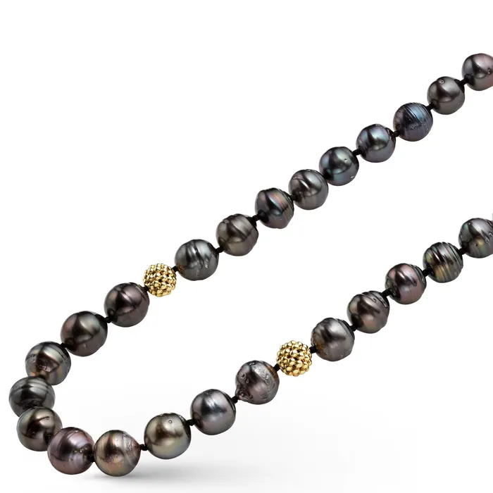 Anthem Tahitian Black Pearl Gold Station Bead Necklace | LAGOS Necklaces