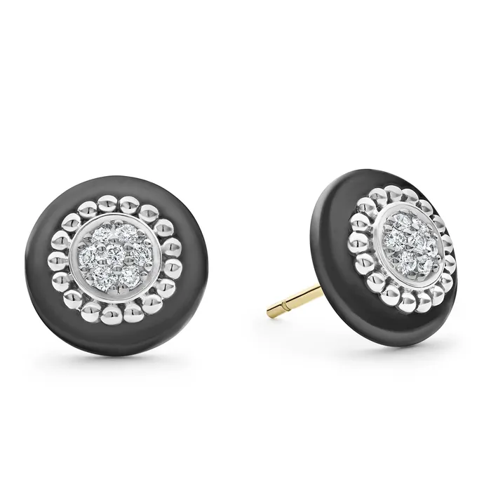 Black Caviar Ceramic Diamond Stud Earrings LAGOS Earrings