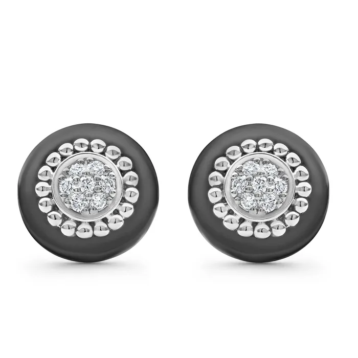 Black Caviar Ceramic Diamond Stud Earrings | LAGOS Earrings