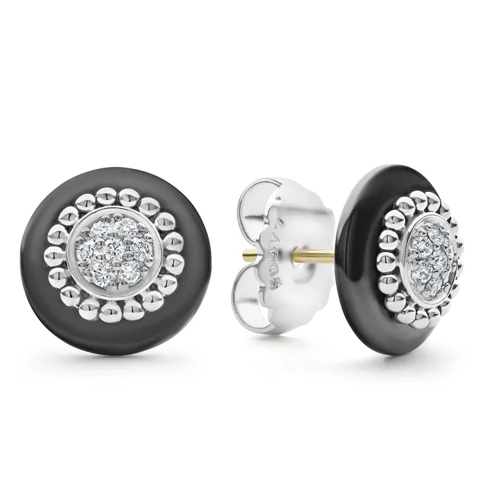 Black Caviar Ceramic Diamond Stud Earrings | LAGOS Earrings