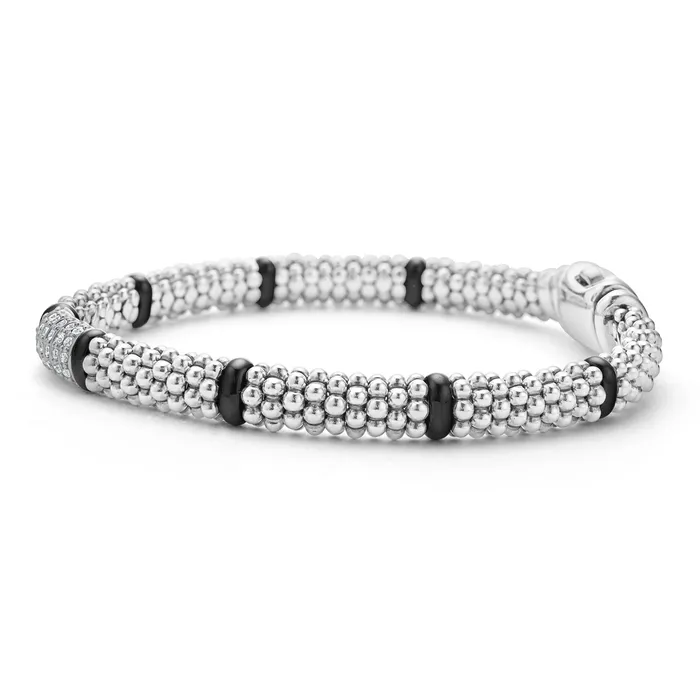 Black Caviar Six Station Diamond Caviar Bracelet | 6mm | LAGOS Bracelets