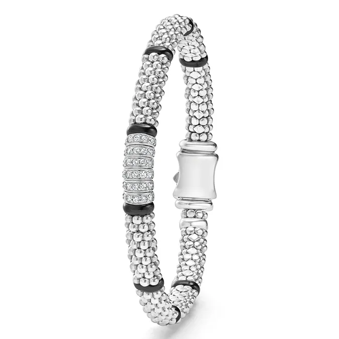 Black Caviar Six Station Diamond Caviar Bracelet | 6mm | LAGOS Bracelets