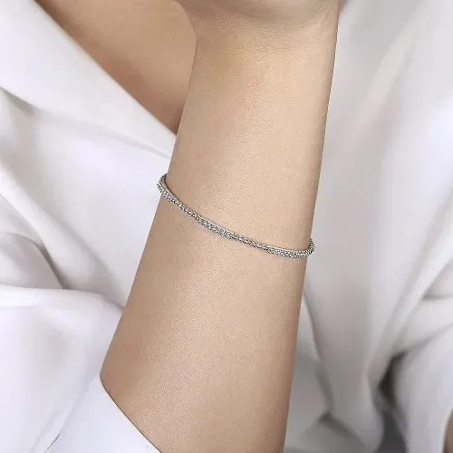 Bracelets | 14K White Gold Bujukan Bead Cuff Bracelet with Diamond Pave Stations - GABRIEL & CO.