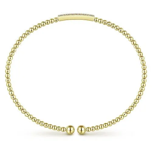 Bracelets | 14K Yellow Gold Bujukan Bead Cuff Bracelet with 0.13cttw Diamonds - GABRIEL & CO.