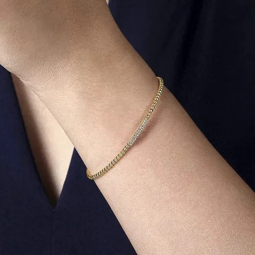 Bracelets | 14K Yellow Gold Bujukan Bead Cuff Bracelet with 0.13cttw Diamonds - GABRIEL & CO.