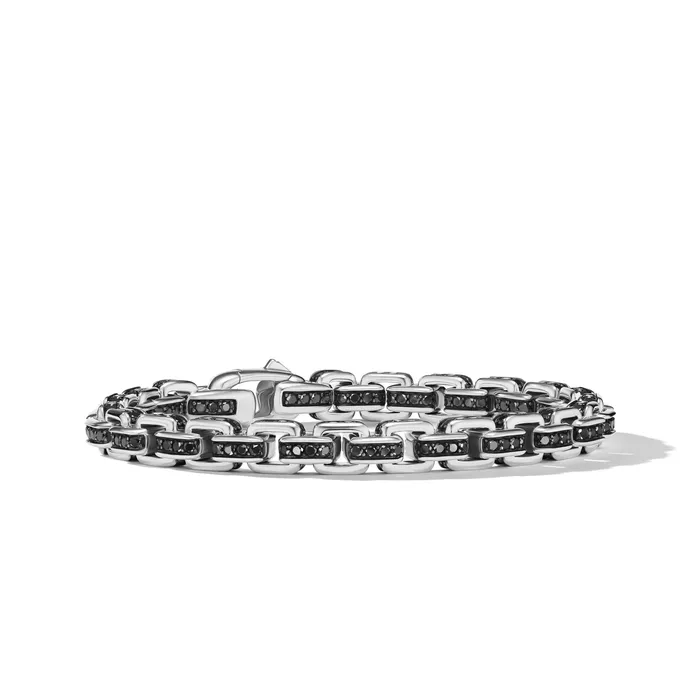 Bracelets Box Chain Bracelet in Sterling Silver with Black Diamonds 7.3mm - David Yurman