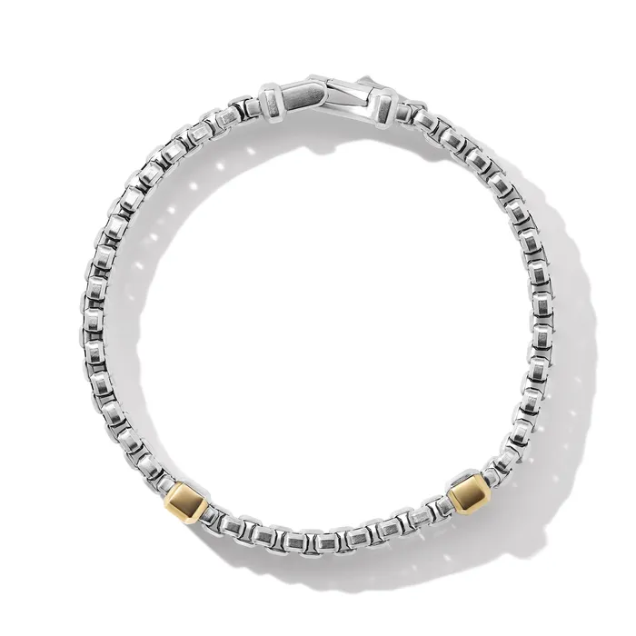 Bracelets David Yurman Double Box Chain Bracelet in Sterling Silver with 18K Yellow Gold 10.5mm