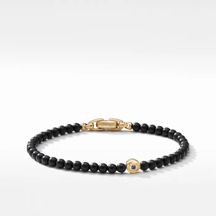 Bracelets David Yurman Spiritual Beads Evil Eye Bracelet with Black Onyx Sapphire and 18K Yellow Gold 4mm