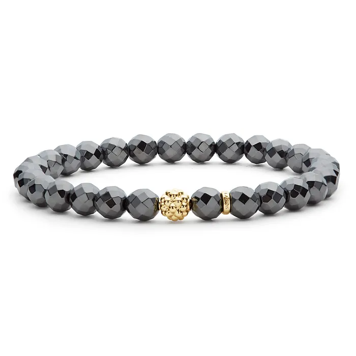 Bracelets LAGOS Caviar Icon Hematite Gold Station Bead Bracelet