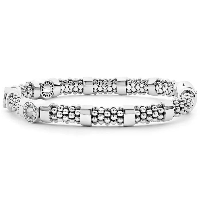 Bracelets | LAGOS Caviar Spark Three Station Diamond Circle Caviar Bracelet | 6mm